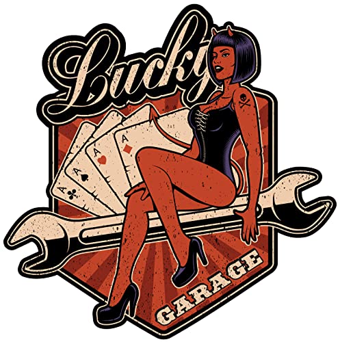 Samunshi Rockabilly Devil Aufkleber Autoaufkleber für Motorrad Fahrrad Roller oder Auto Sticker Chopper Hot Rod Bopper Enduro Motocross Rockabilly Vintage (40x40cm Rockabilly Devil) von Samunshi