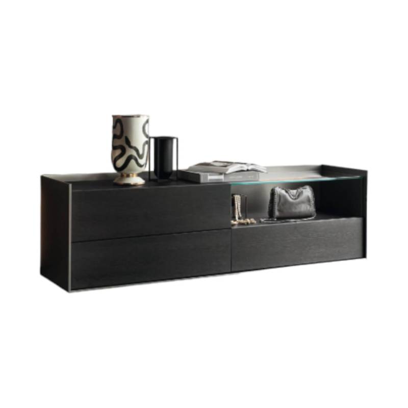 Sideboard Cabaret Mattlack Nero Schwarz Abdeckplatte Keramik Nero Greco Lucidato... von San Giacomo