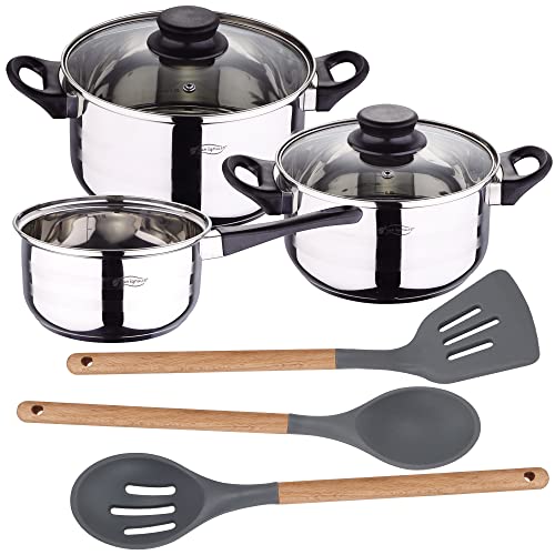 5-teiliges Küchen-Batterie-Set + 3 Stück Utensilien aus Silikon und Holz von San Ignacio