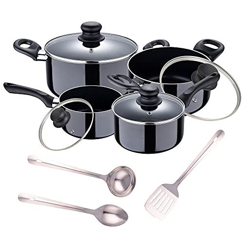 Kochgeschirr-Set, 8-teilig, aus gepresstem Aluminium + 3-teiliges Kochgeschirr-Set aus Edelstahl von San Ignacio