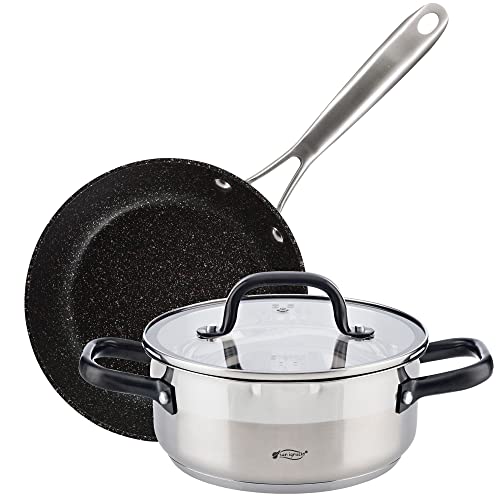 Kochtopf-Set, 20 x 8,5 cm, mit Deckel, Edelstahl, induktionsgeeignet, 20 x 5,0 cm, geschmiedetes Aluminium, geeignet für Induktion SAN IGNACIO VITA Kochtopf-Set, 20 x 8,5 cm, mit Deckel, Edelstahl, induktionsgeeignet, 20 x 5,0 cm, geschmiedetes Aluminium, geeignet für Induktion SAN IGNACIO VITA von San Ignacio