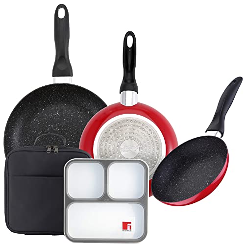 Packung mit 3 Bratpfannen, Durchmesser 16 cm, Durchmesser 20 cm, Durchmesser 24 cm, Ultra Dünn mit isothermischer Tasche von San Ignacio
