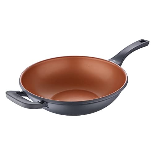 SAN IGNACIO Bronze | Wok 32 cm | Antihaftbeschichtet | Aus Gegossenem Aluminium | Griffe mit Soft-Touch-Effekt | Wok Geeignet für alle Herdarten von San Ignacio