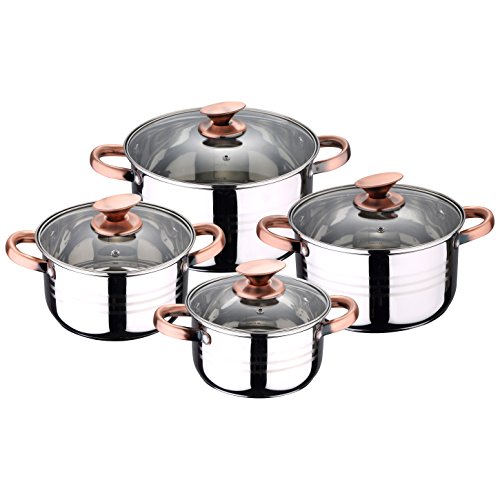 San Ignacio Batterie geeignet für Induktion 8 Stück Edelstahl induktionsgeeignet Premium-Kollektion-Nona, Kupfer, Pack 8 pcs von San Ignacio