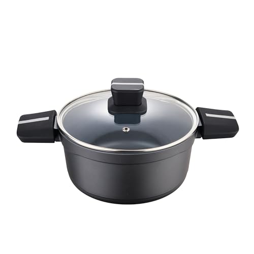 San Ignacio Bistro Grey - Dealett mit 24 cm Deckel - Made aus Guss Aluminium - Innenraum in Quantenstahl - mattschwarzer Äußerer - Induktionspunkt - Weicher Touch Black Mang San Ignacio Bistro Grey - Dealett mit 24 cm Deckel - Made aus Guss Aluminium - Innenraum in Quantenstahl - mattschwarzer Äußerer - Induktionspunkt - Weicher Touch Black Mang von San Ignacio