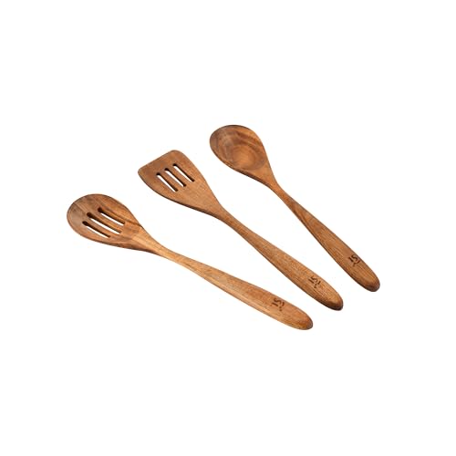 San Ignacio Compact - 3 Stück Küchenutensilien Set - aus Akazienholz - 1 Schaumlöffel 33cm + 1 fester Löffel 32cm + 1 Schaumlöffelacm - Gute Qualität San Ignacio Compact - 3 Stück Küchenutensilien Set - aus Akazienholz - 1 Schaumlöffel 33cm + 1 fester Löffel 32cm + 1 Schaumlöffelacm - Gute Qualität von San Ignacio