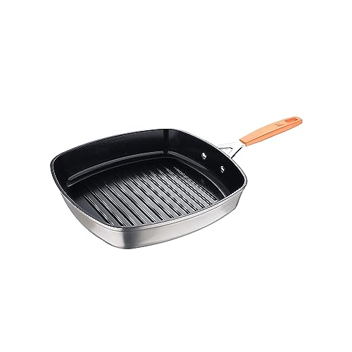 San Ignacio Compact | Grillpfanne mit 28 x28 cm | Aus Geschmiedetem Aluminium | Doppel-Beschichtet | Silikongriff | Küchenutensilien | Geeignet für Alle Herdarten von San Ignacio