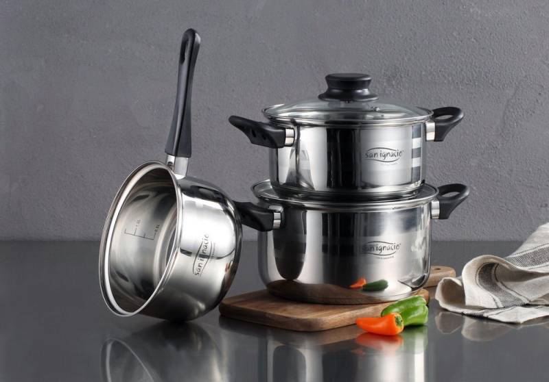 San Ignacio Topf-Set Kochtopf-Set Edelstahl Kochset "Toledo", Edelstahl rostfrei (5-tlg), ergonomischer Griff von San Ignacio