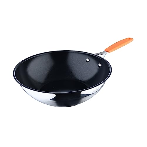 San Ignacio Compact - 28 cm Wok - Geschmiedetes Aluminium - Innenraum Whitford Fusion in Schwarz Schwarz - Äußeres im Matt -Finish - Induktionsliste - Edelstahlgriff Detaildetails Details von San Ignacio