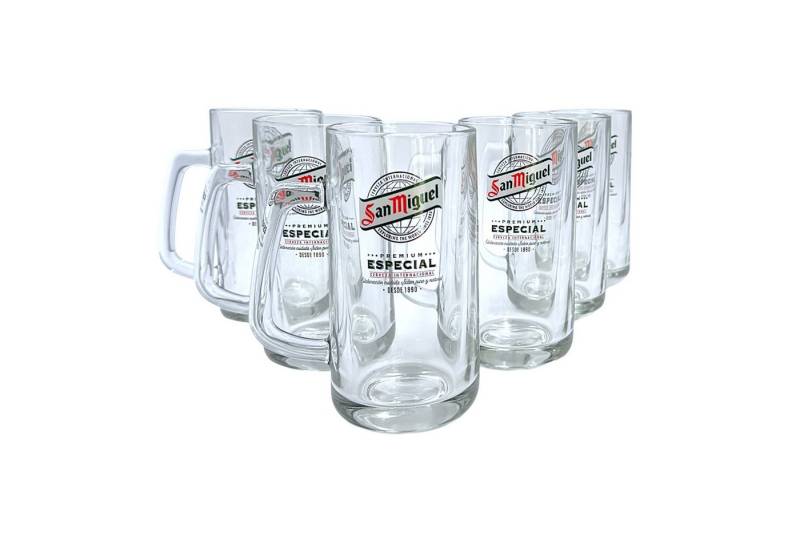 San Miguel Bierkrug 0,5l Glaskrug mit Henkel – robustes Design im spanischen Stil, Robustes, Spanisches Original von San Miguel
