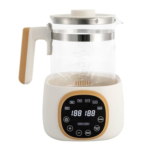 1,3L Flaschenzubereiter für Baby-Flaschenwärmer, Glas Wasserkocher 72 Stunden Thermostat Flaschenvorbereiter Babykostwärmer Einstellbare Temperatur 37-95°C für Babyflasche, Tee, Schokolade, Kaffee von SanBouSi