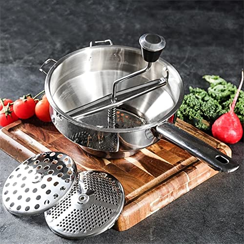 1,9-Litre Passiergerät Passiermühle aus Edelstahl Passiersieb zum passieren von Obst, Gemüse Passiergerät mit 3 Siebeinsatz Mühle Presse von SanBouSi