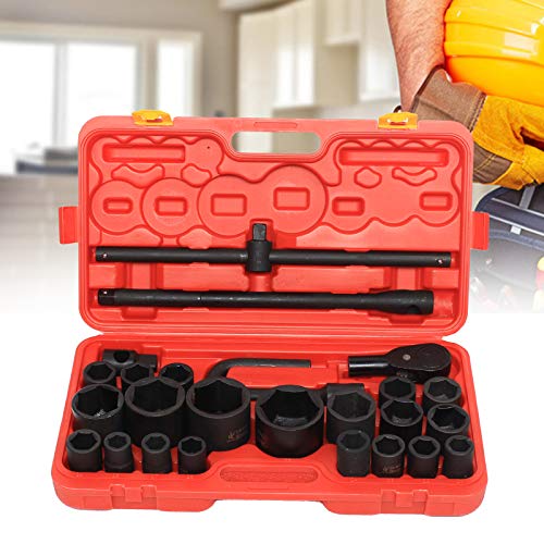 3/4" und 1" Schlagschrauber Nuss Set, 26 Pcs Schlagschrauber Nüsse Impact Socket Set Standardmetrische Größe 21-50 mm und 55-65 mm von SanBouSi