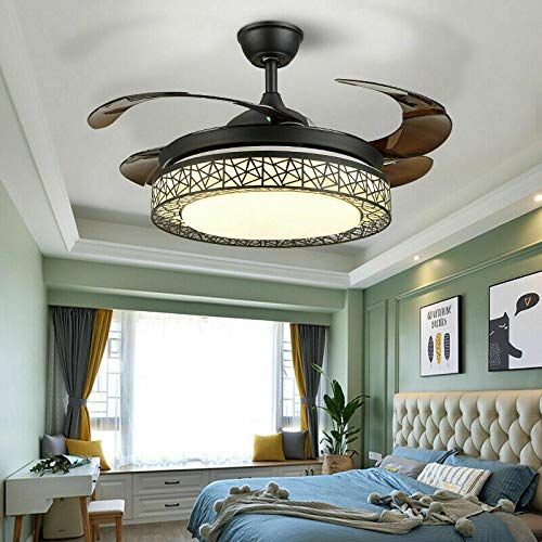 42" LED Leise Deckenventilator mit Beleuchtung Schlafzimmer Deckenleuchte mit Fernbedienung Verstellbarer Einziehbare Ventilator Deckenleuchte von SanBouSi