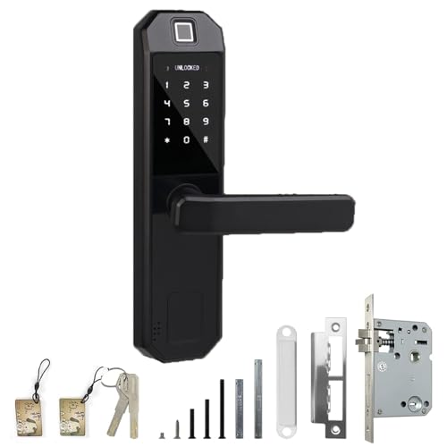 Fingerabdruck Smart Türschlösser Elektronischer Türschloss Fingerabdruck Sperre Door Locks Mit Einsteckschloss, Fingerabdruck, 2 Schlüssel, 2 IC-Karte, Türstärke 35-50mm von SanBouSi
