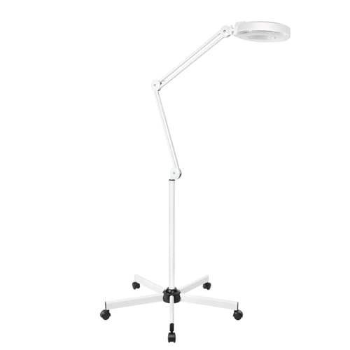 LED Lupenleuchte Glas Kosmetik Lupenlampe, 8 Dioptrien Standlupe Dimmbar Swivel Arm Glaslinse mit Staubkappe Beauty Salon SPA Magnifying Lamp 24W von SanBouSi