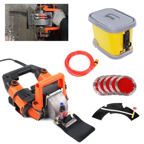 Mauernutfräse Elektrische Schlitzfräse 5200W 10500r/Min Wandfräse Staubfreie Mauerfrase mit Werkzeugkasten und Wassertank von SanBouSi