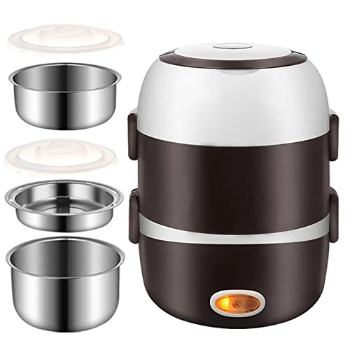 SanBouSi 2L Elektrische Lunchbox Heizen 3 Schicht Tragbare Brotdose Dampfgarer Topf Edelstahl Lebensmittel Behälter Mini Reiskocher Wärmer von SanBouSi