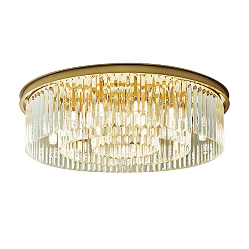 SanBouSi 60cm Kristall Deckenleuchte Kristall Kronleuchter Rund Klar Kristall Pendelleuchte Deckenlampe Schlafzimmer Kristall Lampe Gold 8 x E14 Lichter für Esszimmer, Küche, Wohnzimmer von SanBouSi