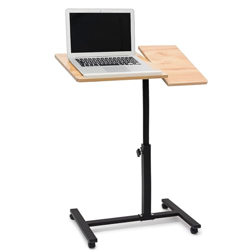 SanBouSi Beistelltisch Couch mit Rollen, Höhenverstellbarer Pflegetisch Drehbarer Computertisch Laptoptisch PC Tisch C-förmiger Couchtisch für Bett Sofa Büro Office von SanBouSi