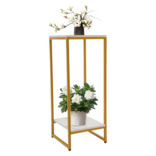 SanBouSi Blumenständer Metallständer Pflanzenständer für Zimmerpflanzen Pflanzensäule Viereckig Dekosäul Rutschfestes Design, Gold von SanBouSi