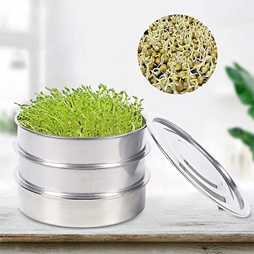 SanBouSi Edelstahl Keimschale Sprossen Anzucht Sowie Microgreens Anzuchtschale mit Abdeckung, Seed hydroponic Seeding Keimung für Garten von SanBouSi