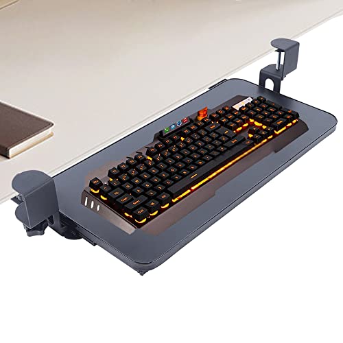 SanBouSi Tastaturschublade Tastaturauszug Tastaturhalterung unter Schreibtisch Untertischmontage Tastaturablage und Maus Halterung für Keyboard Schwarz von SanBouSi