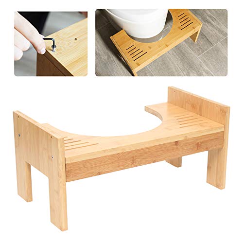 SanBouSi Toilettenhocker Bambus Toilettenstuhl WC Schemel Tritthocker für Kinder & Erwachsene Gegen Verstopfung und Hämorrhoiden, Einstellbarer Höhe von SanBouSi