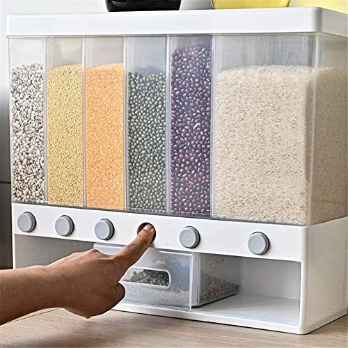 Wandmontage Getreidespender 6 In1 Küche Geteilte Trockenfutterbehälter Lagerung Getreidedosen für Körner Nüsse Kaffeebohnen Sojabohnen Dispensierbehälter von SanBouSi