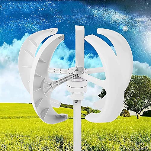 Windkraftanlage 600W 24V Windturbine Generator Laterne Vertikale Windgenerator 5 Blätter Windkraftanlage mit Controller Weiß von SanBouSi