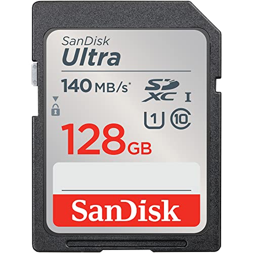 SanDisk Ultra SDXC UHS-I Speicherkarte 128 GB (Für Kompaktkameras der Einstiegs- und Mittelklasse, Full HD-Videos, U1, C10,V10, bis 140 MB/s Lesegeschwindigkeit, 10 Jahre Garantie) von SanDisk