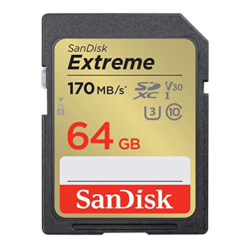 SanDisk Extreme SDXC UHS-I Speicherkarte 64 GB (V30, 170 MB/s Übertragung, U3, 4K UHD Videos, SanDisk QuickFlow-Technologie, wasserdicht, stoßfest, temperaturbeständig) SanDisk Extreme SDXC UHS-I Speicherkarte 64 GB (V30, 170 MB/s Übertragung, U3, 4K UHD Videos, SanDisk QuickFlow-Technologie, wasserdicht, stoßfest, temperaturbeständig) von SanDisk