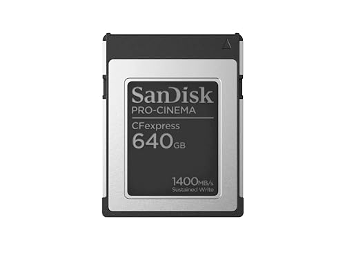 SanDisk PRO-CINEMA CFexpress Type-B-Speicherkarte 640 GB (Für den Einsatz von Kinokameras mit CFexpress-Technologie, 8K Aufnahmen, bis zu 1.700 MB/s Lesen, Sturzresistenz von bis zu 1 Meter Höhe) von SanDisk