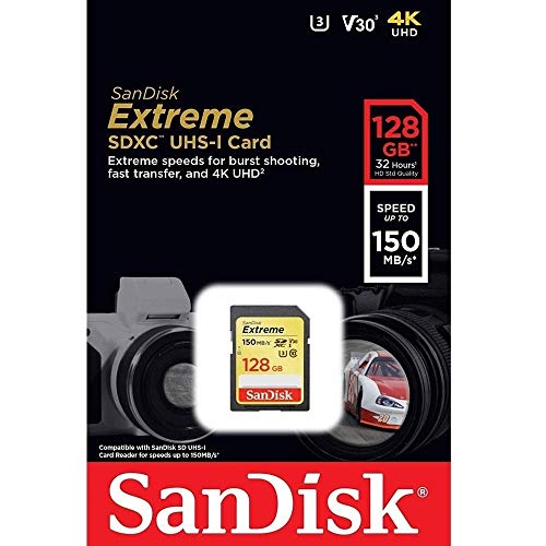 SanDisk Extreme SDXC Memory Card, Up to 150 MB/s, Class 10, U3, V30, 128 GB (Pack of 1) SanDisk Extreme SDXC Memory Card, Up to 150 MB/s, Class 10, U3, V30, 128 GB (Pack of 1) von SanDisk