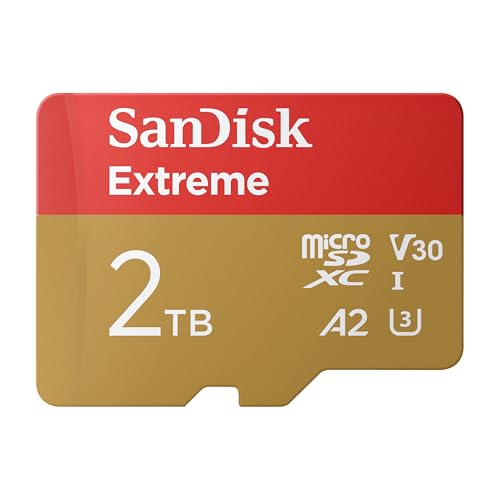 SanDisk Extreme microSDXC UHS-I Speicherkarte 2TB + SD Adapter, (Für Smartphones, Actionkameras oder Drohnen, Übertragung bis zu 240 MB/s, 4K UHD) RescuePRO Deluxe, UHS-I, U3, V30 von SanDisk