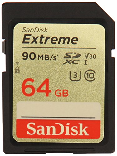 SanDisk Extreme 64 GB SDXC Speicherkarte bis zu 90 MB/Sek, Class 10, U3, V30, FFP von SanDisk