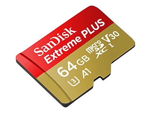 SanDisk Extreme PLUS 64 GB microSDXC Speicherkarte + SD-Adapter bis zu 100 MB/Sek, Gold/Rot, Class 10, U3, V30, A1 SanDisk Extreme PLUS 64 GB microSDXC Speicherkarte + SD-Adapter bis zu 100 MB/Sek, Gold/Rot, Class 10, U3, V30, A1 von SanDisk
