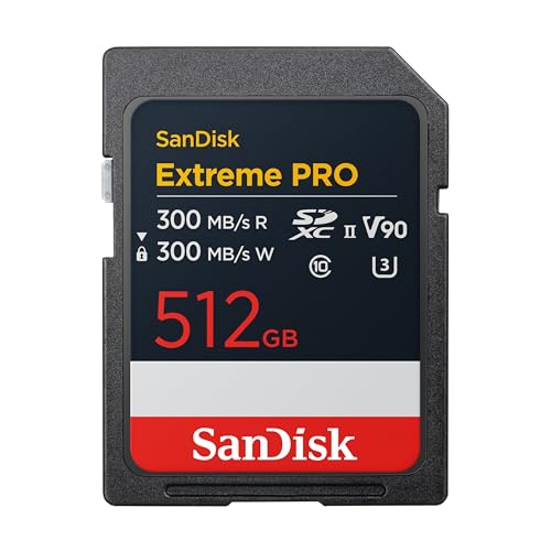 SanDisk Extreme PRO 512 GB SDXC UHS-II Karte,bis zu 300 MB/s Lesegeschwindigkeit & Schreibgeschwindigkeit, V90, 8K von SanDisk