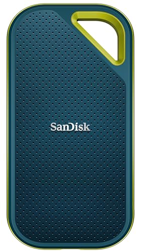 SanDisk Extreme PRO Portable SSD 4 TB (Externe SSD, NVMe-SSD-Performance, 2,5 Zoll, 2.000 MB/s Lesen und Schreiben, AES-Verschlüsselung, IP65-Wasser- und -Staubschutz) Monterey von SanDisk