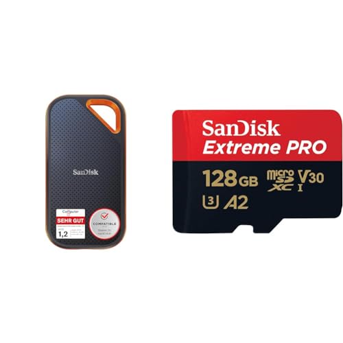 SanDisk Extreme PRO Portable SSD Externe SSD 1 TB & Extreme PRO microSDXC UHS-I Speicherkarte 128 GB + Adapter & RescuePRO Deluxe SanDisk Extreme PRO Portable SSD Externe SSD 1 TB & Extreme PRO microSDXC UHS-I Speicherkarte 128 GB + Adapter & RescuePRO Deluxe von SanDisk