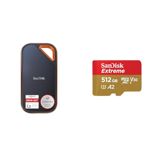 SanDisk Extreme PRO Portable SSD Externe SSD 1 TB & Extreme microSDXC UHS-I Speicherkarte 512 GB + Adapter SanDisk Extreme PRO Portable SSD Externe SSD 1 TB & Extreme microSDXC UHS-I Speicherkarte 512 GB + Adapter von SanDisk