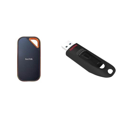 SanDisk Extreme PRO Portable SSD Externe SSD 4 TB & Ultra USB 3.0 Flash-Laufwerk 512 GB (SecureAccess Software, Passwortschutz, Übertragungsgeschwindigkeit von bis zu 130 MB/s) Schwarz von SanDisk