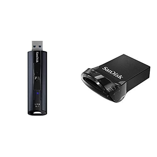 SanDisk Extreme PRO USB 3.1 Solid State Flash-Laufwerk 128GB (Lesen mit 420 MB/s, Schreiben mit 380 MB/s) & Ultra Fit 64 GB FlashLaufwerk USB 3.1 bis zu 130MB/Sek. Lesen von SanDisk