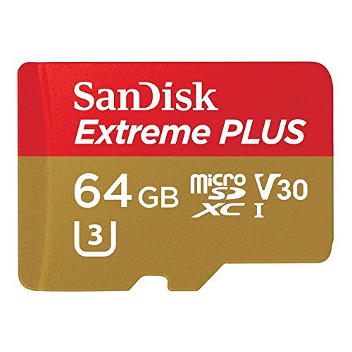 SanDisk Extreme Plus 64GB MicroSDXC Speicherkarte + SD-Adapter bis zu 100MB/s, Klasse 10, U3, V30, A1 (Generalüberholt) von SanDisk