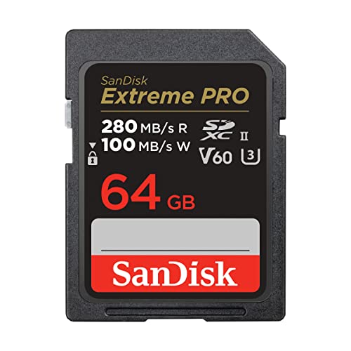 SanDisk Extreme PRO SDXC UHS-II Speicherkarte V60 64 GB (280 MB/s, 6K, 4K UHD, U3, C10, Rescue PRO Deluxe) von SanDisk