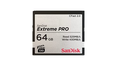 SanDisk Extreme Pro CFast 2.0 Speicherkarte 64 GB (Für Kameras und Camcorder, VPG-130 für 4K Videos, Datenübertragungs mit 525 MB/s, Schreiben mit 430 MB/s) von SanDisk