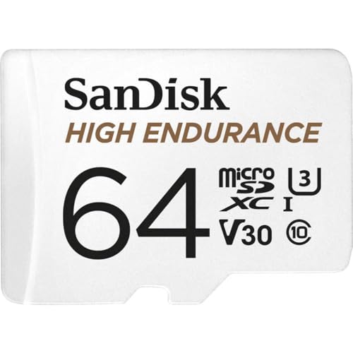 SanDisk High Endurance microSDXC Speicherkarte 64 GB + Adapter (Für Dash-Cams und private Überwachungskameras, 100 MB/s Lesen, V30 für Full-HD und 4K-Videos) von SanDisk