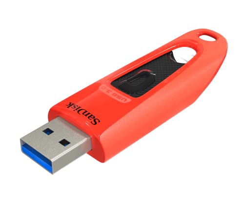 SanDisk Ultra USB 3.0 Flash- Laufwerk 64 GB (SecureAccess Software, Passwortschutz, Übertragungsgeschwindigkeit von bis zu 130 MB/s) Rot von SanDisk