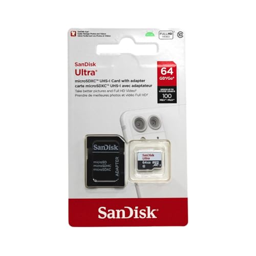 SanDisk SDSQUNC-064G-GN6MA Ultra 64GB Android microSDXC Speicherkarte + SD-Adapter bis zu 80 MB/Sek, Class 10 von SanDisk