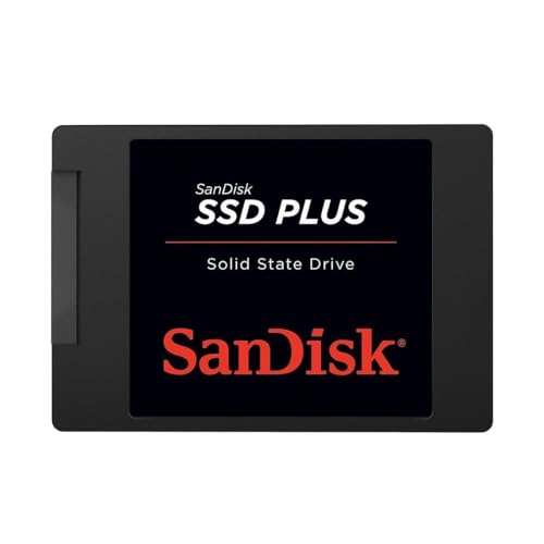 SanDisk SSD Plus interne SSD Festplatte 480 GB (schnelleres Hoch,-Herunterfahren und Laden, Lesegeschwindigkeit 535 MB/s, Schreibgeschwindigkeit 445 MB/s, stoßfest), Festkörper-Laufwerk von SanDisk